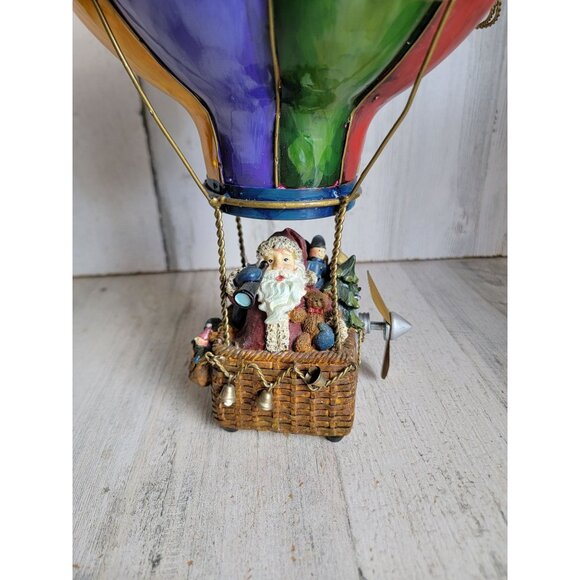 Vintage hot air balloon metal Santa music box unique home decor - Picture 4 of 10